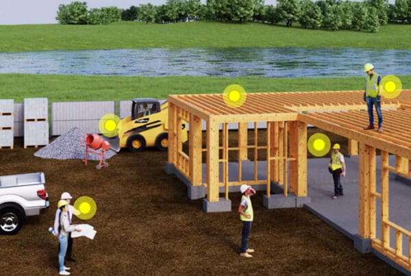 Clickable Coverage - Contractor Scene of a Construction While Contractors Build a House by a Lake